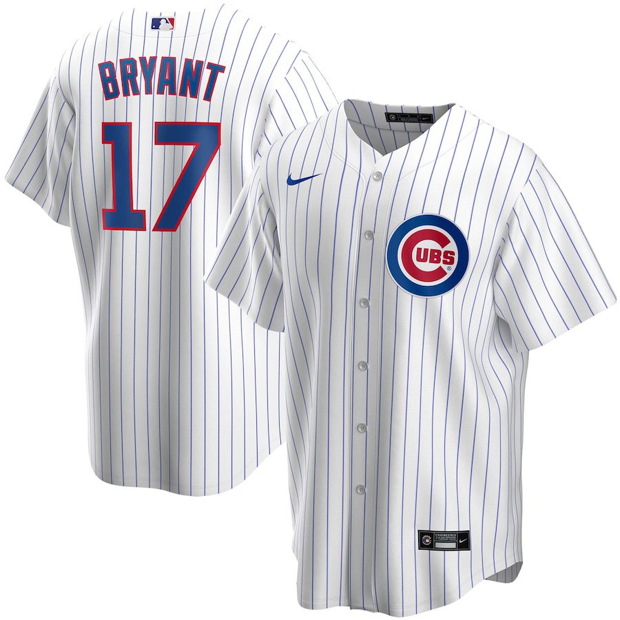 Mens Chicago Cubs #17 Kris Bryant Nike White Home Replica Player Name MLB Jerseys